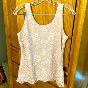 Pink lace dressy tank top. Maurices. Size small